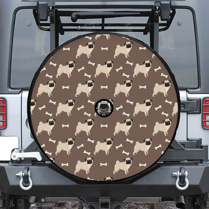 Geometric Pug Pattern Print Tire Cover With Camera Hole