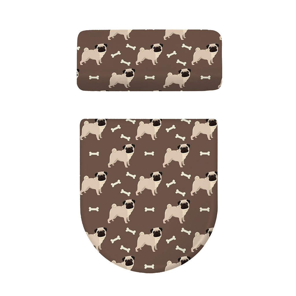 Geometric Pug Pattern Print Toilet Lid And Tank Cover Set