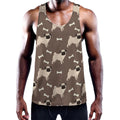Geometric Pug Pattern Print Men's Workout Tank Top