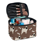 Geometric Pug Pattern Print Travel Makeup Bag
