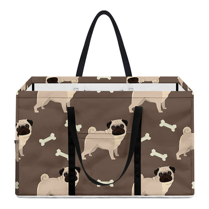 Geometric Pug Pattern Print Utility Tote Bag