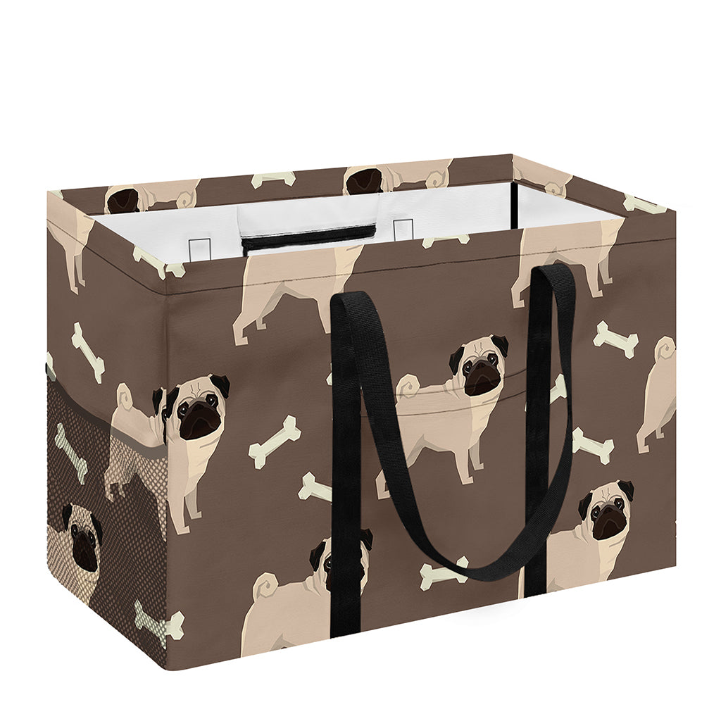 Geometric Pug Pattern Print Utility Tote Bag
