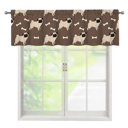 Geometric Pug Pattern Print Window Valance
