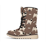 Geometric Pug Pattern Print Winter Boots