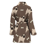 Geometric Pug Pattern Print Women's Bathrobe