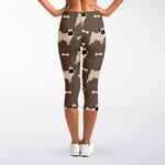 Geometric Pug Pattern Print Women's Capri Leggings