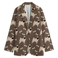 Geometric Pug Pattern Print Women's Cotton Blazer