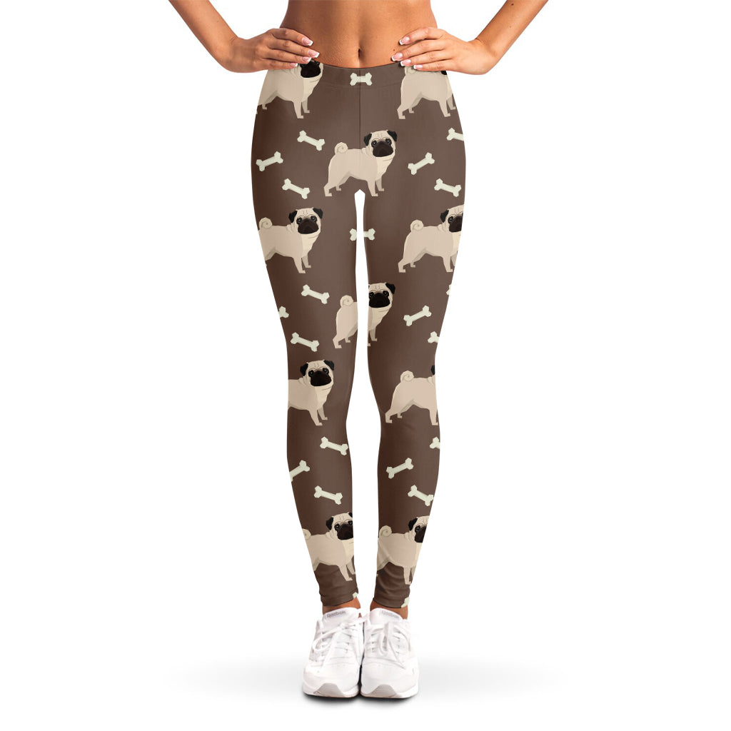 Geometric Pug Pattern Print Women's Leggings