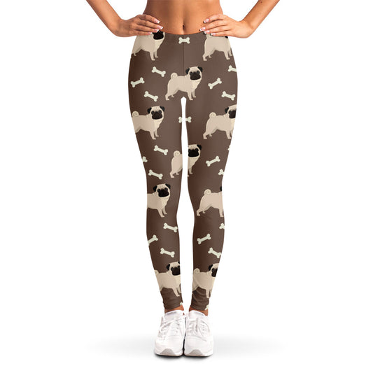 Geometric Pug Pattern Print Women's Leggings