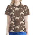 Geometric Pug Pattern Print Women's Polo Shirt