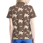 Geometric Pug Pattern Print Women's Polo Shirt