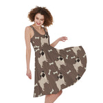 Geometric Pug Pattern Print Women's Sleeveless Dress