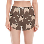 Geometric Pug Pattern Print Women's Split Running Shorts