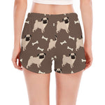 Geometric Pug Pattern Print Women's Split Running Shorts