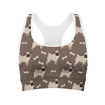 Geometric Pug Pattern Print Women's Sports Bra