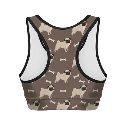 Geometric Pug Pattern Print Women's Sports Bra