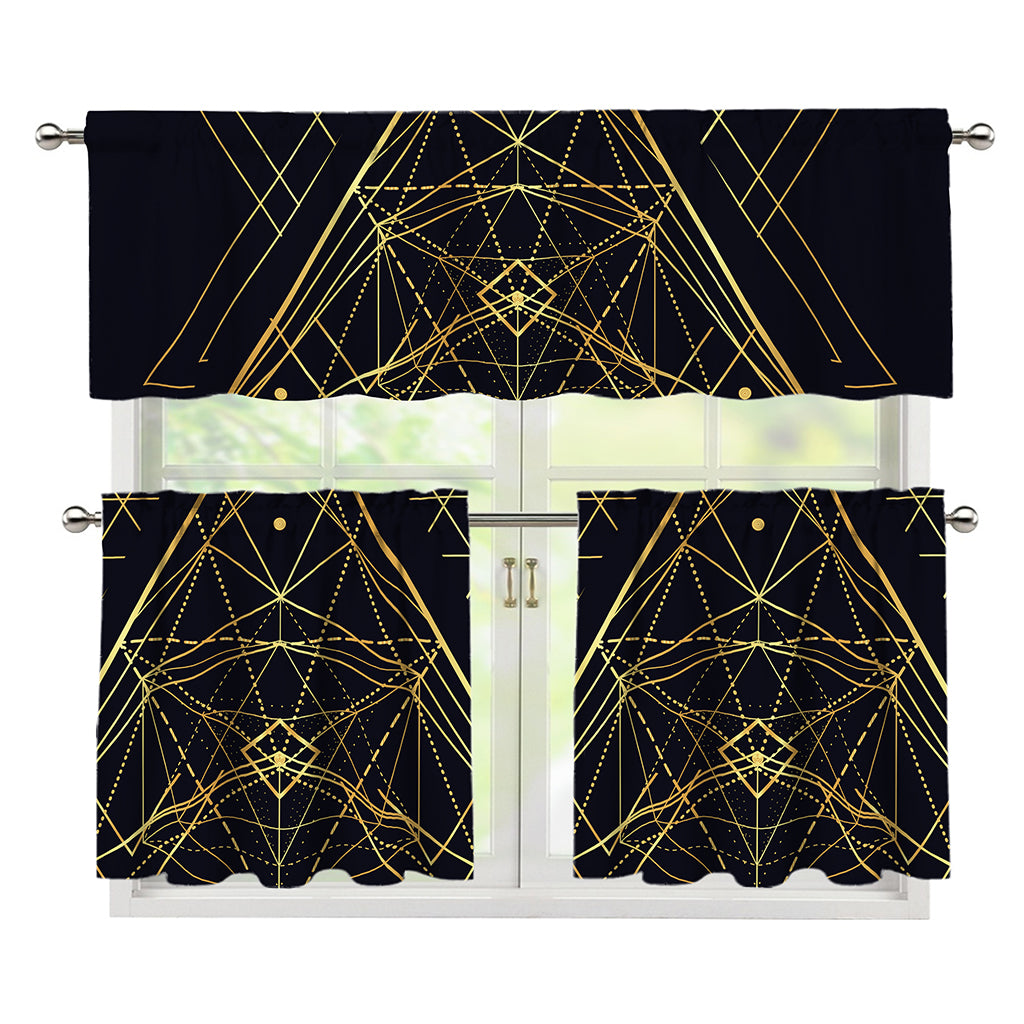 Geometric Pyramid Print 3 Piece Kitchen Curtains