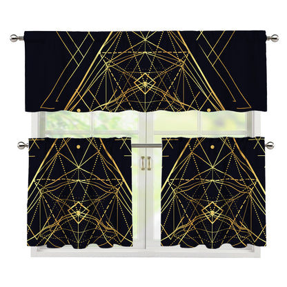 Geometric Pyramid Print 3 Piece Kitchen Curtains