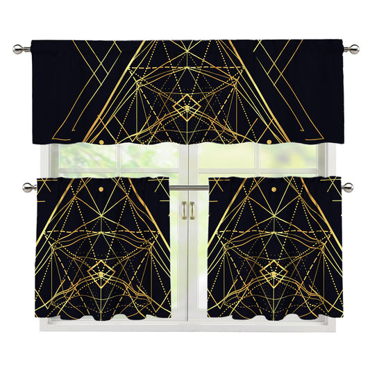 Geometric Pyramid Print 3 Piece Kitchen Curtains