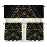 Geometric Pyramid Print 3 Piece Kitchen Curtains