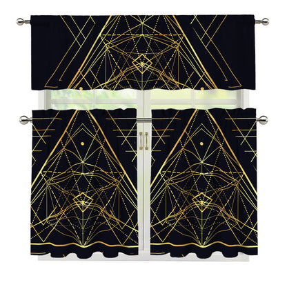 Geometric Pyramid Print 3 Piece Kitchen Curtains