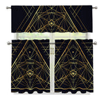 Geometric Pyramid Print 3 Piece Kitchen Curtains