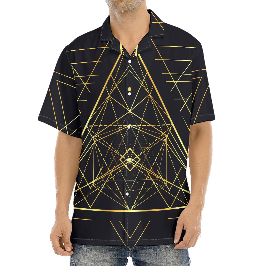 Geometric Pyramid Print Aloha Shirt