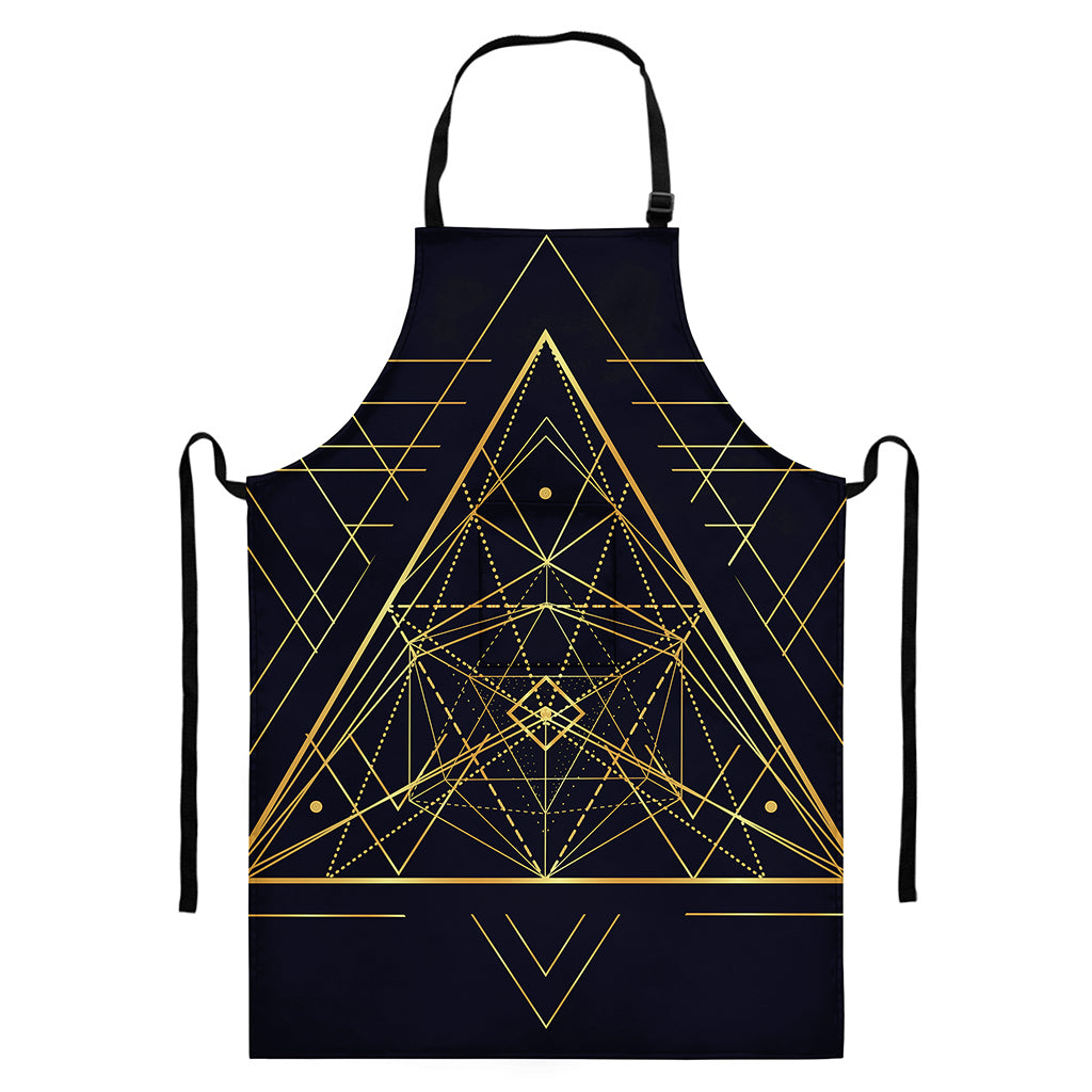 Geometric Pyramid Print Bib Apron With Pocket