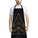 Geometric Pyramid Print Bib Apron With Pocket