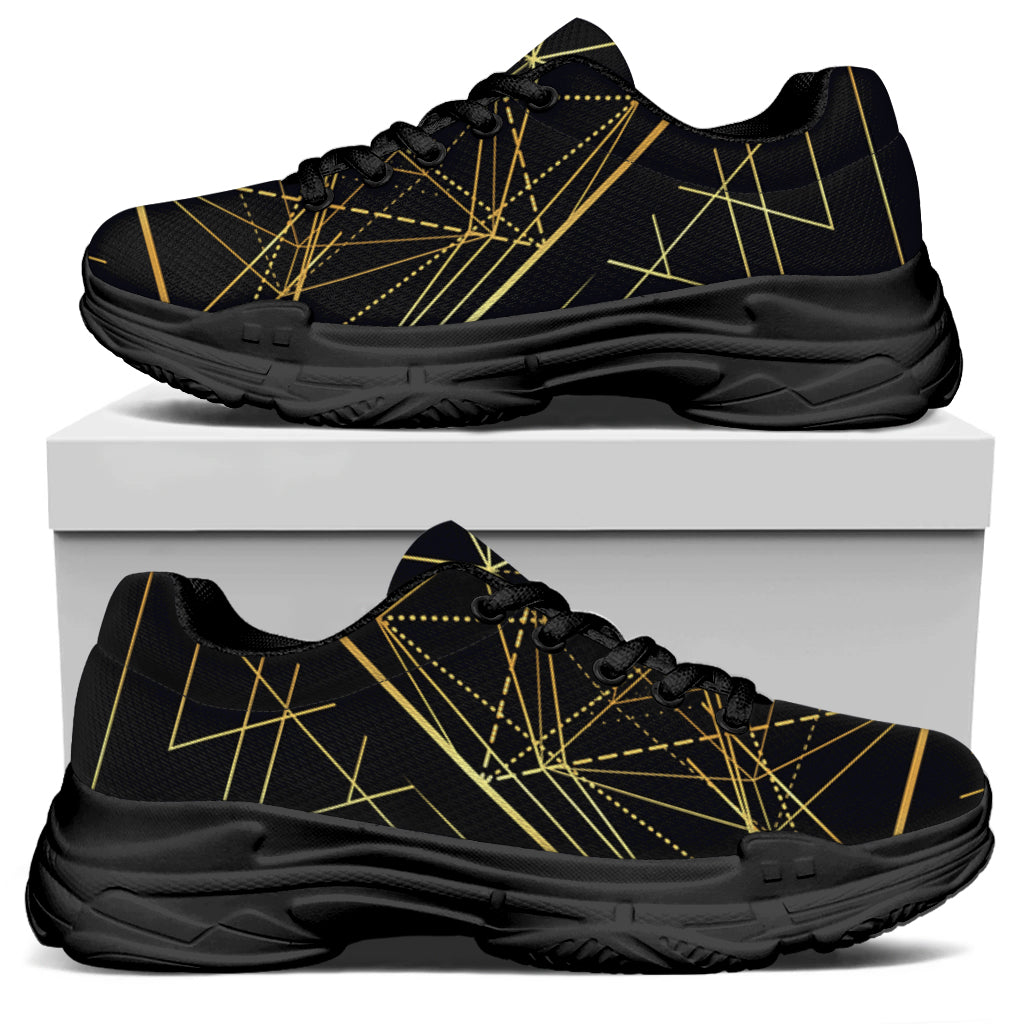 Geometric Pyramid Print Black Chunky Shoes