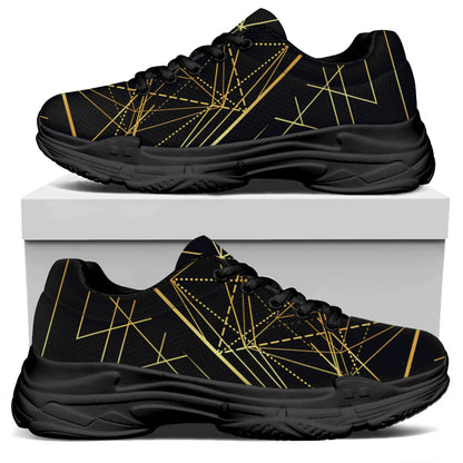Geometric Pyramid Print Black Chunky Shoes