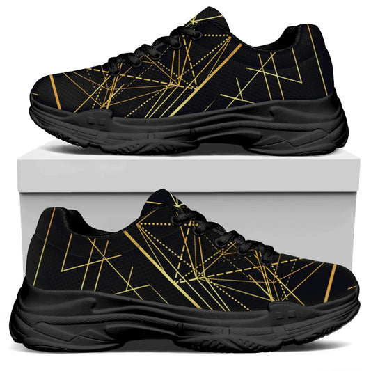 Geometric Pyramid Print Black Chunky Shoes