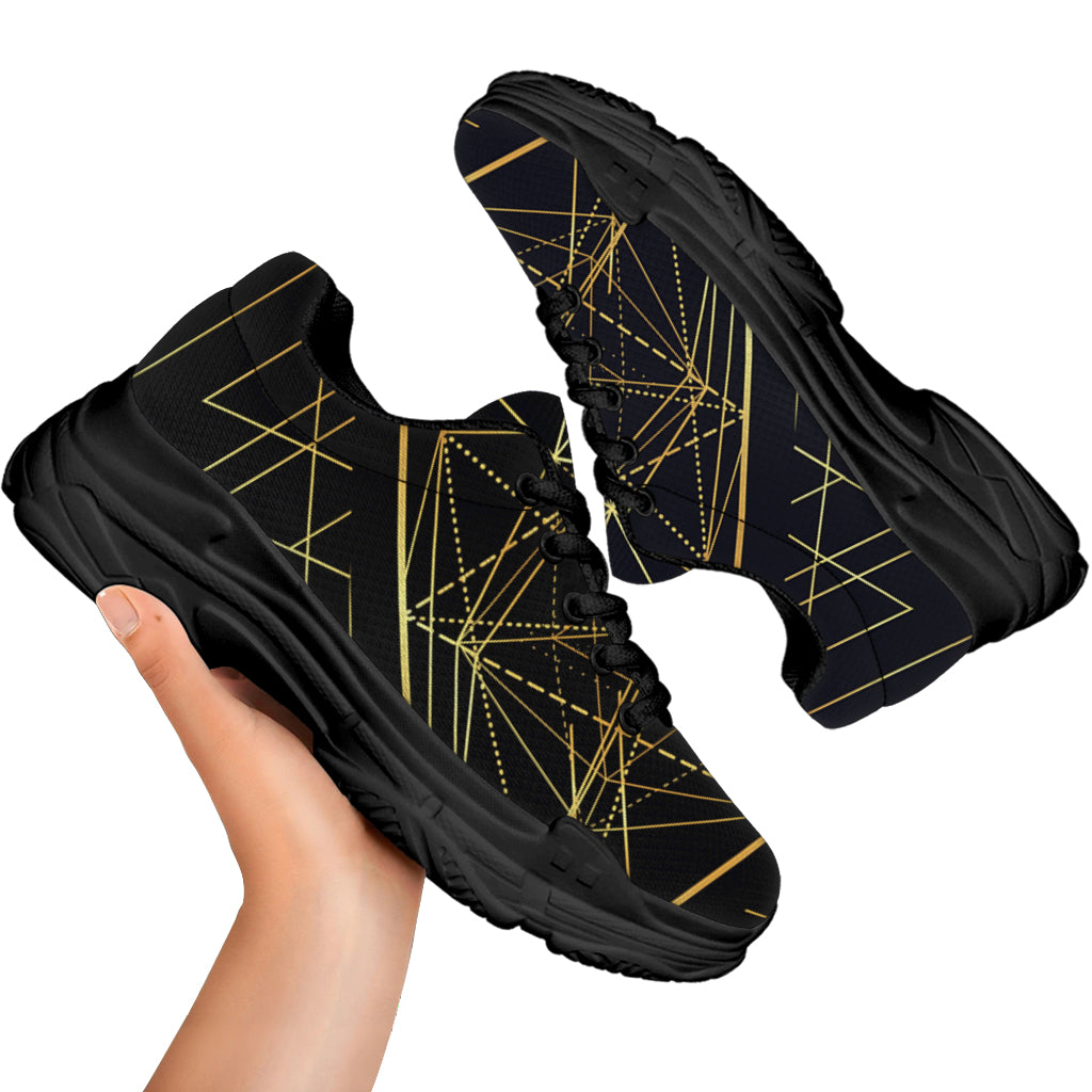 Geometric Pyramid Print Black Chunky Shoes