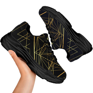 Geometric Pyramid Print Black Chunky Shoes