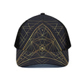 Geometric Pyramid Print Black Mesh Trucker Hat