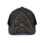 Geometric Pyramid Print Black Mesh Trucker Cap