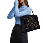 Geometric Pyramid Print Canvas Tote Bag