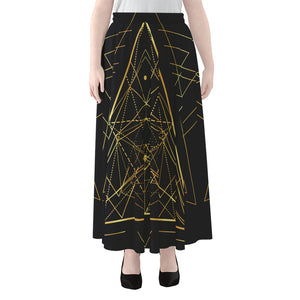 Geometric Pyramid Print Chiffon Maxi Skirt