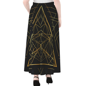 Geometric Pyramid Print Chiffon Maxi Skirt