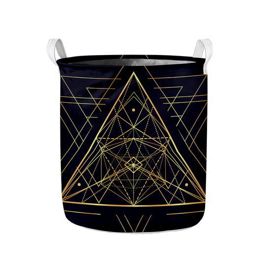 Geometric Pyramid Print Collapsible Laundry Basket