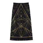 Geometric Pyramid Print Cotton Front Slit Maxi Skirt