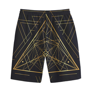 Geometric Pyramid Print Cotton Shorts