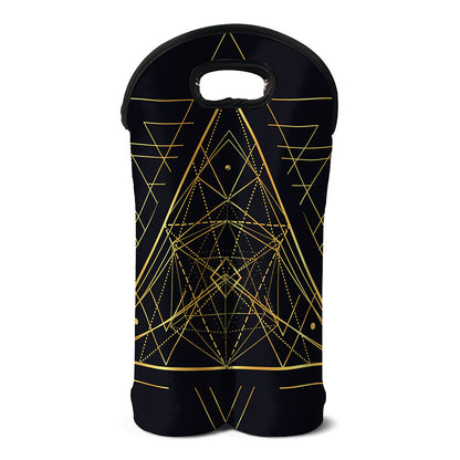 Geometric Pyramid Print Double Neoprene Wine Tote