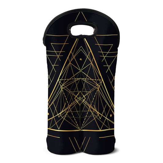Geometric Pyramid Print Double Neoprene Wine Tote