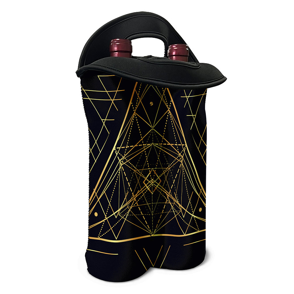 Geometric Pyramid Print Double Neoprene Wine Tote