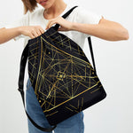 Geometric Pyramid Print Drawstring Backpack