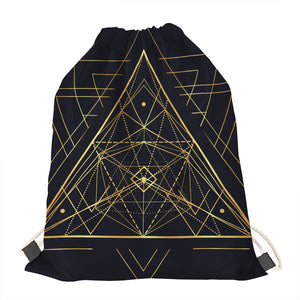 Geometric Pyramid Print Drawstring Bag