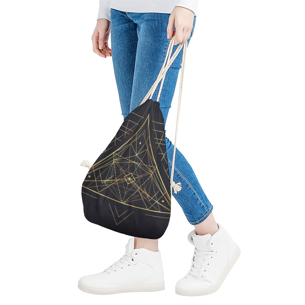 Geometric Pyramid Print Drawstring Bag