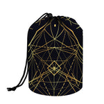 Geometric Pyramid Print Drawstring Makeup Bag