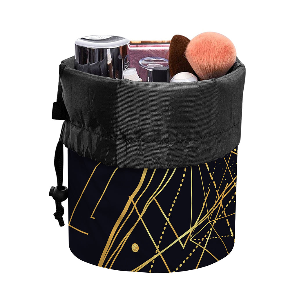 Geometric Pyramid Print Drawstring Makeup Bag